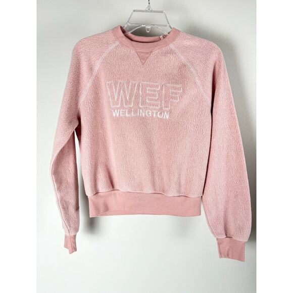 Alternative Tops - WEF Wellington Crop Crewneck Sweatshirt Women’s Small Pink Alternative Fuzzy